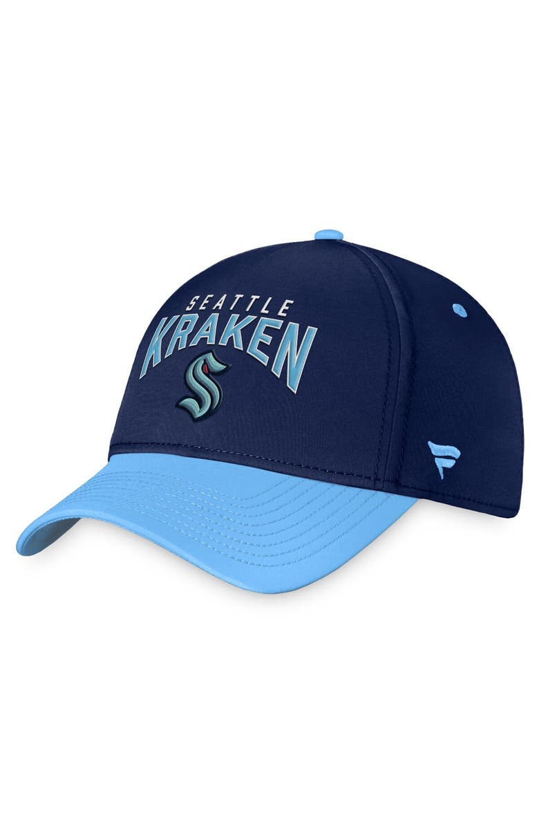 FANATICS Men's Fanatics Branded Deep Sea Blue/Light Blue Seattle Kraken Fundamental 2-Tone Flex Hat, Main, color,