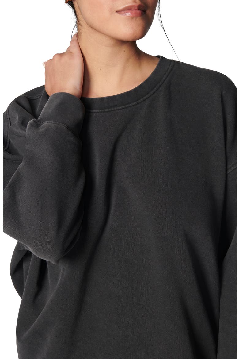 Oversize Crewneck Cotton Blend Sweatshirt, Alternate, color, WASHED BLACK