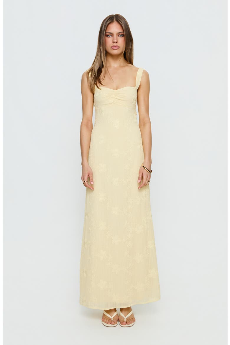 Maisone Floral Embroidered Maxi Dress, Alternate, color, LEMON