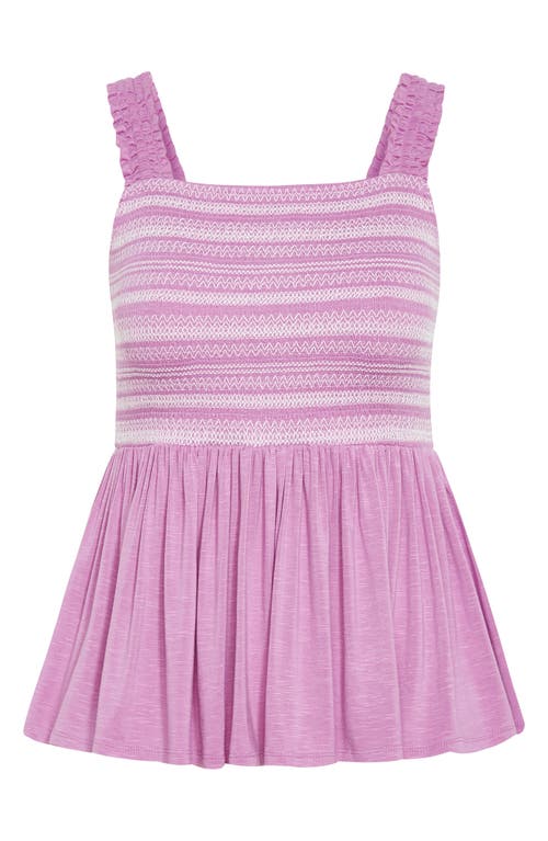 City Chic Danni Embroidered Peplum Tank In Purple