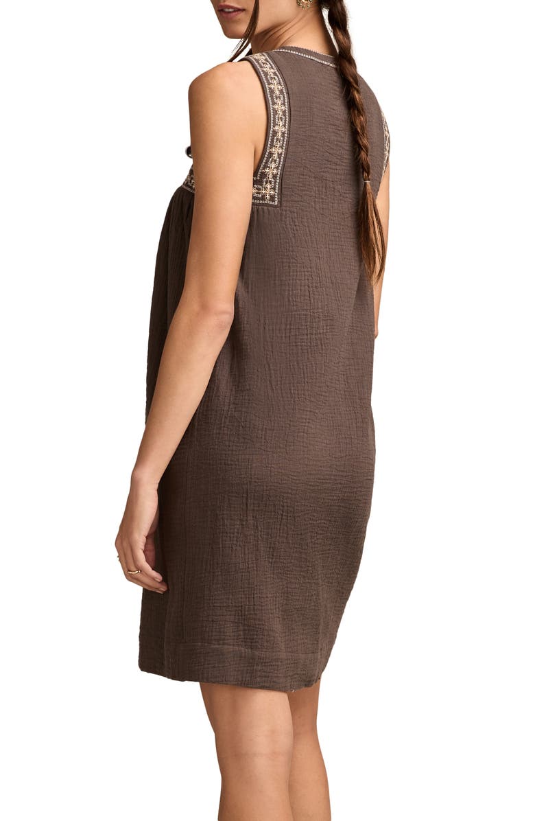 Lucky Brand Embroidered Sleeveless Shift Minidress, Alternate, color, Raven