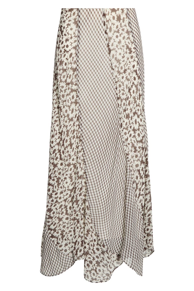Felina Mixed Print Midi Skirt, Alternate, color, ESPRESSO DAISY GINGHAM MIX