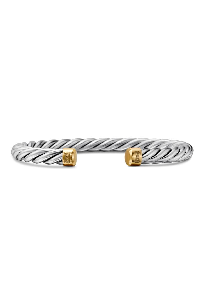 Cable Cuff Bracelet with 18K Gold & Semiprecious Stone, Main, color, SILVER/ GOLD