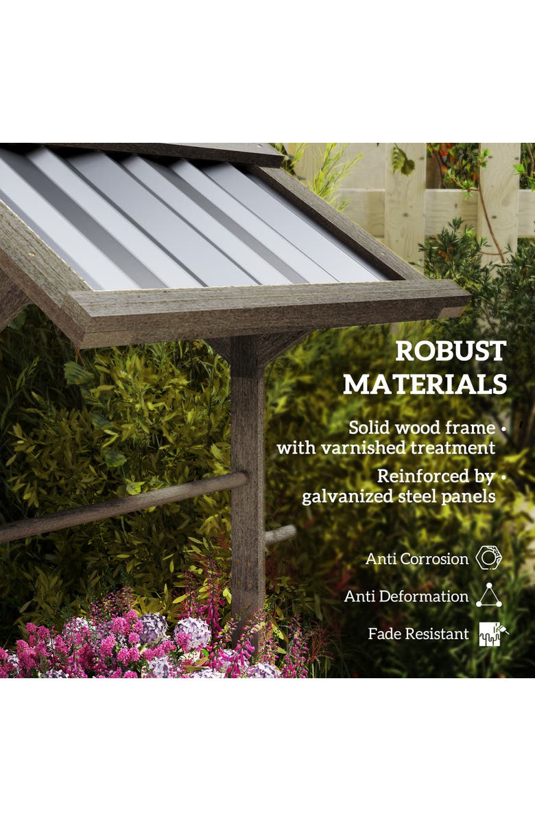 Outsunny Wooden Wishing Well Planter, Alternate, color, Light Gray