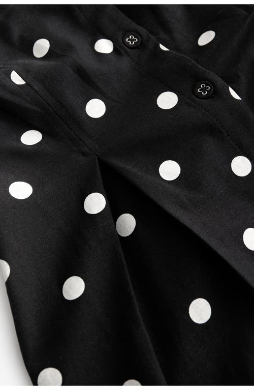 Next Puff Sleeve Polka Dot Dress In Black