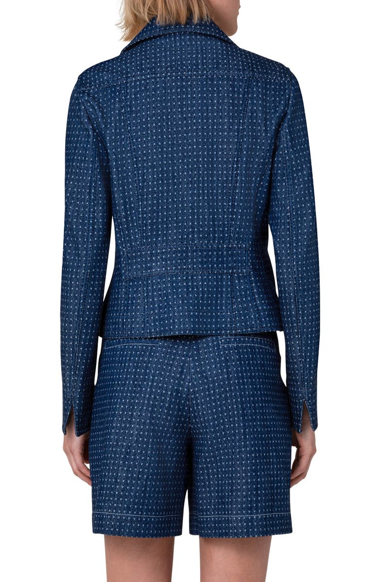 Akris punto Asymmetric Pin Dot Denim Biker Jacket, Alternate, color,