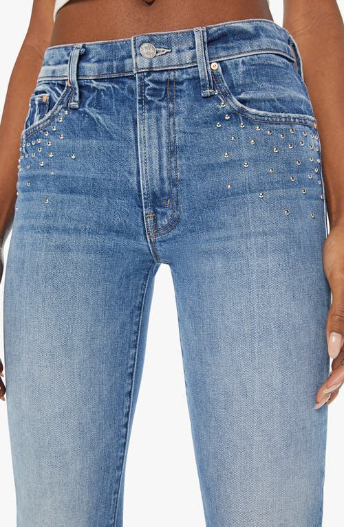Mother The Mid Rise Dazzler Ankle Fray Riding The Cliffside Jeans In Metal Magic