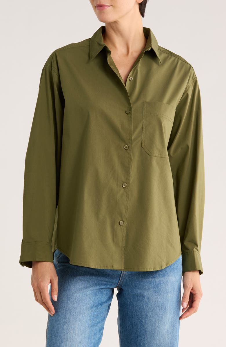 TRUTH Drop Shoulder Button-Up Shirt, Main, color, Olive