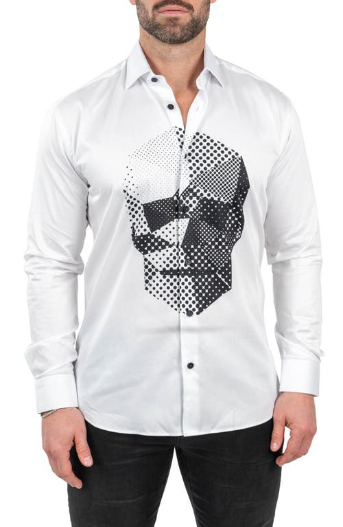 Maceoo Fibonacci Skullpoints Contemporary Fit Button-up Shirt In White