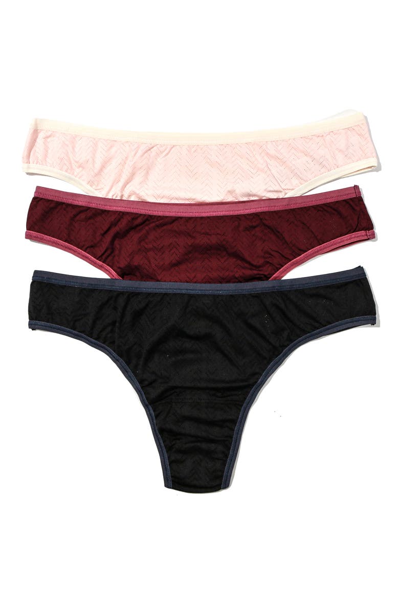 MoveCalm™ Assorted 3-Pack Natural Rise Thongs, Main, color, PEARL/MARSHMALLOW