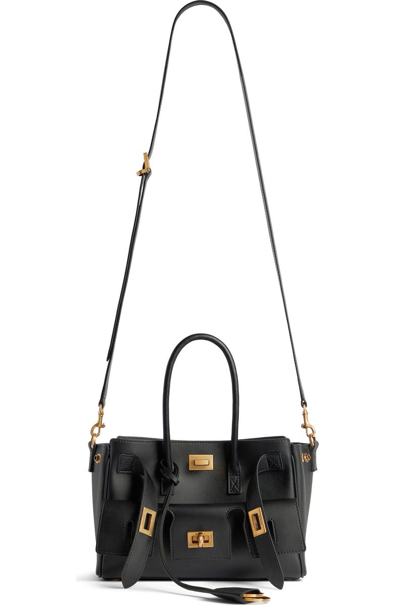 Balenciaga Mini Bel Air Leather Tote, Alternate, color, 1000 Black