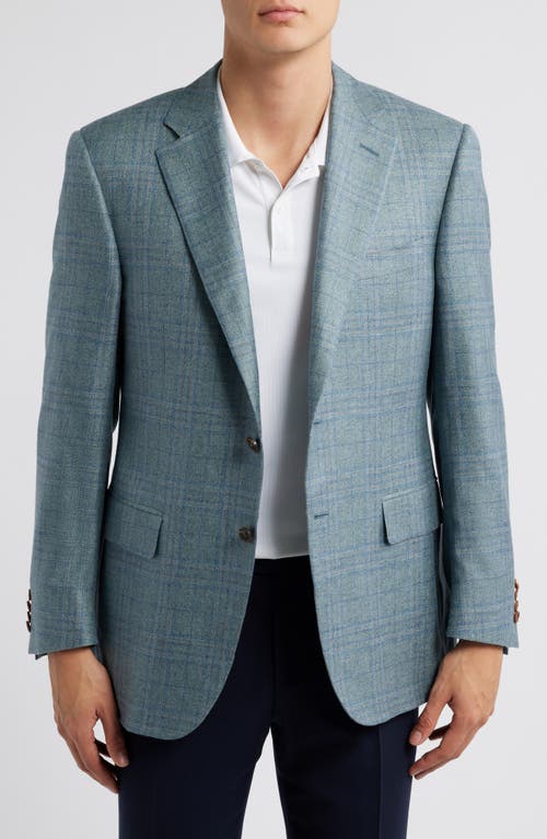 Canali Siena Regular Fit Shadow Check Silk & Cashmere Sport Coat In Light Green