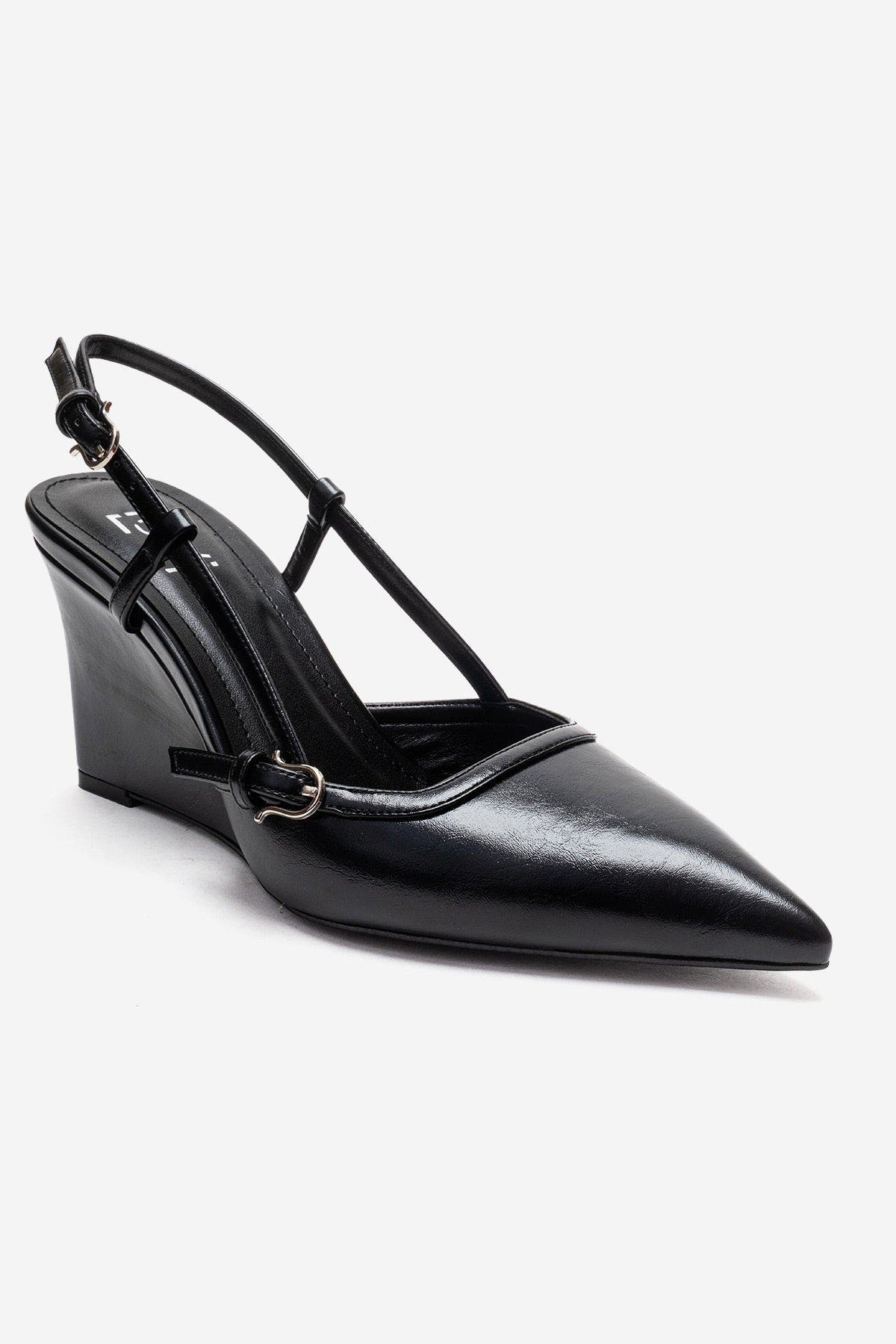 Prologue Shoes Celia Pointed Toe Wedge Pump, Alternate, color, Black