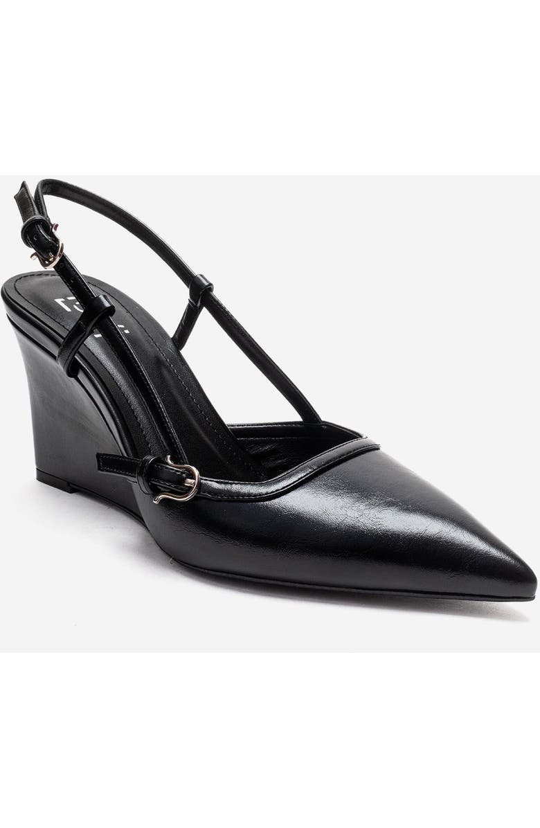 Prologue Shoes Celia Pointed Toe Wedge Pump, Alternate, color, Black