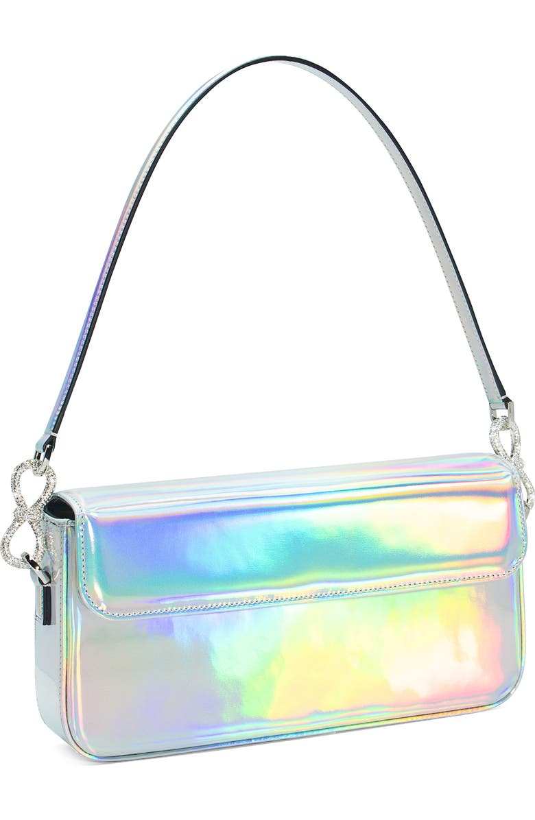 Mach & Mach Crystal Bow Iridescent Leather Handbag, Alternate, color,