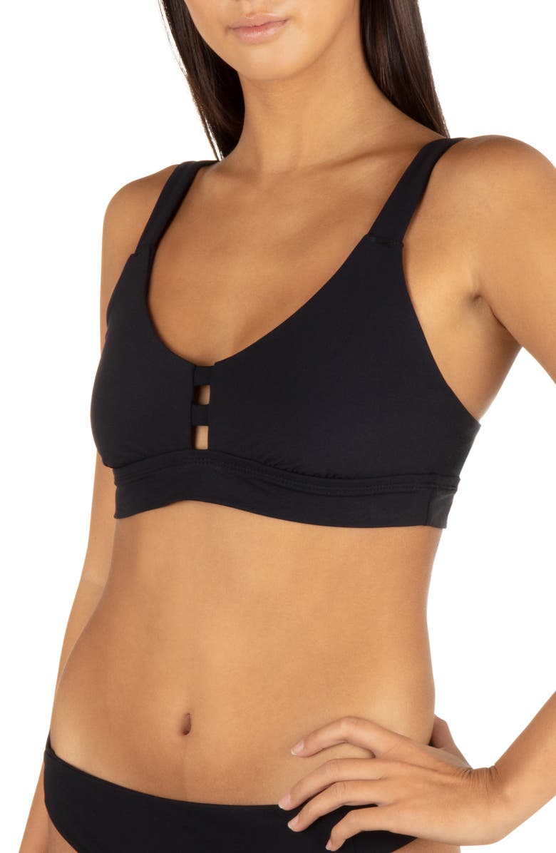 Hurley Max Solid Tab Bikini Top, Alternate, color, Black