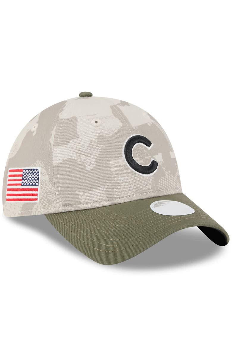 New Era Women's New Era Light Beige/Olive Chicago Cubs 2025 Armed Forces Day 9TWENTY Adjustable Hat, Main, color, Light Beige