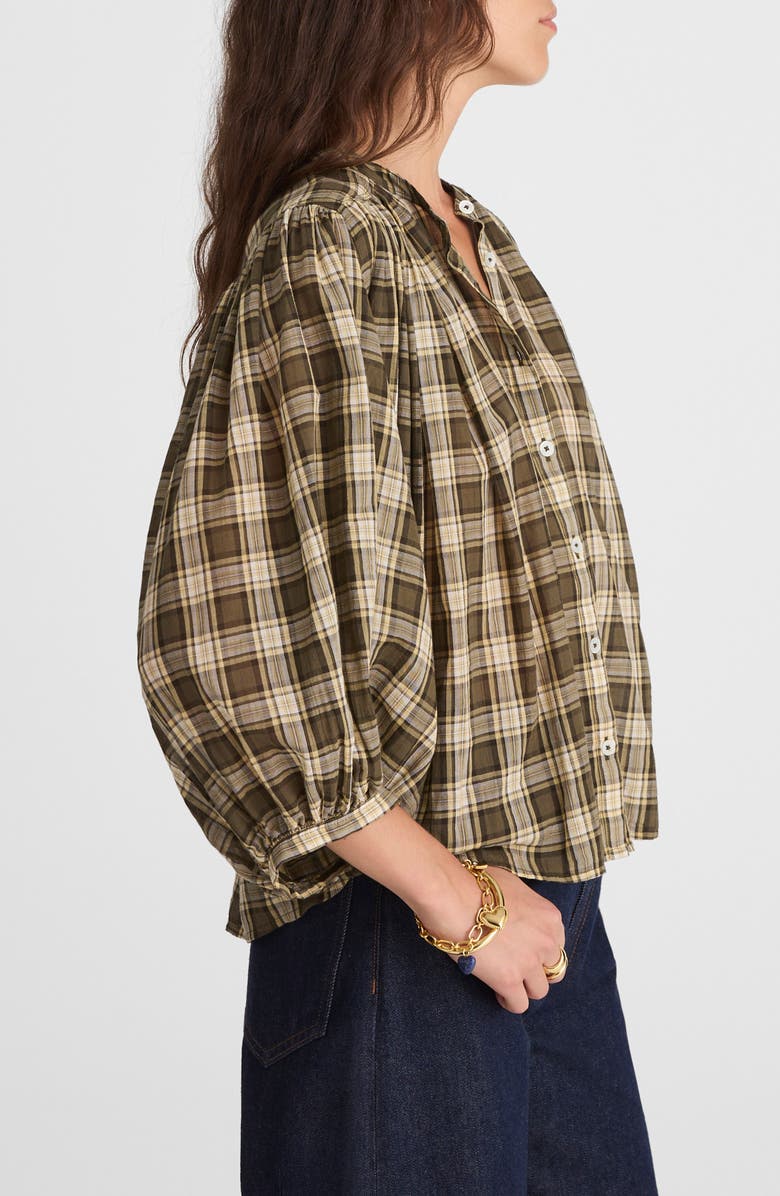 Madewell Balloon Sleeve Cotton Button-Up Top, Alternate, color, Faded Ivy