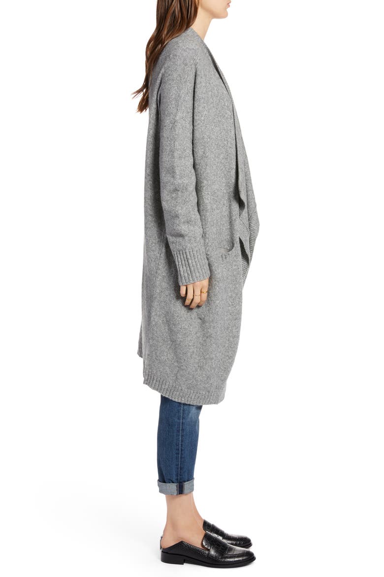 Drape Cardigan, Alternate, color, GREY HEATHER
