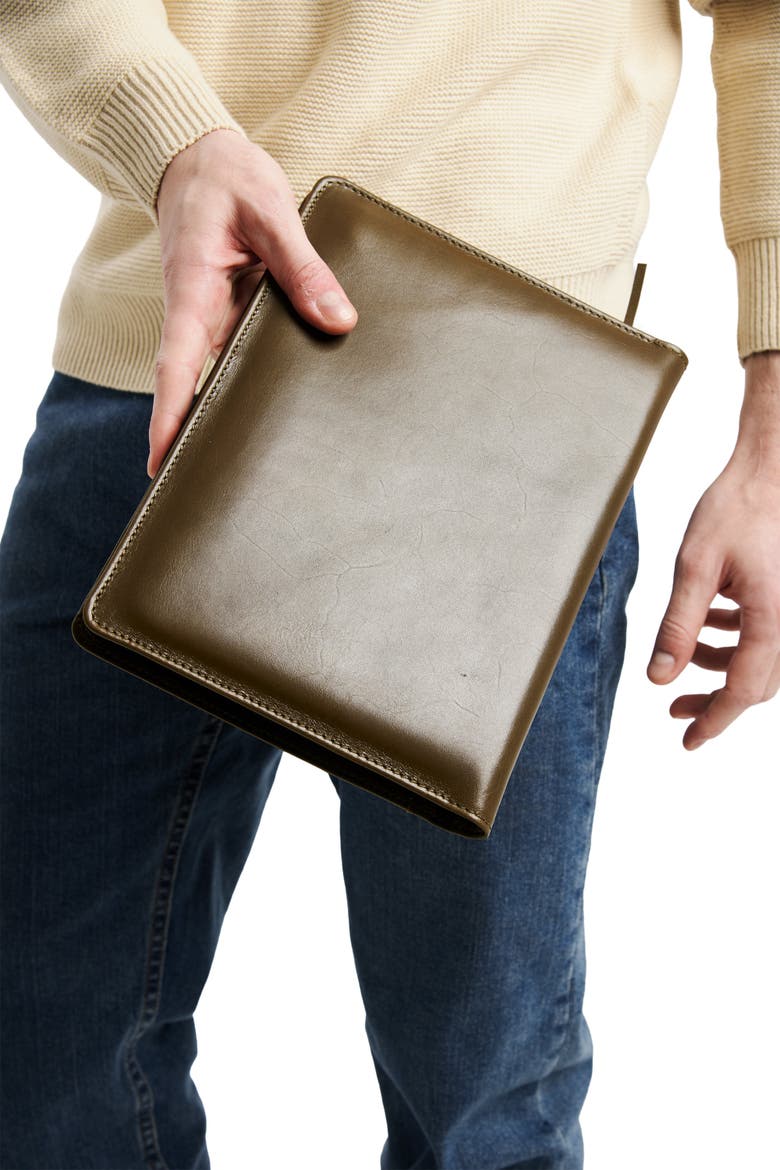 Theodore A5 Leather Journal Cover, Alternate, color, Olive Green