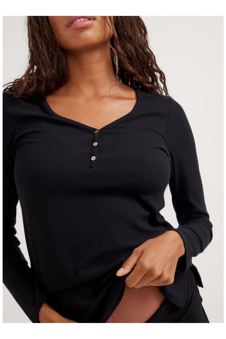 The Softest Rib Nursing Henley, Alternate, color, Black