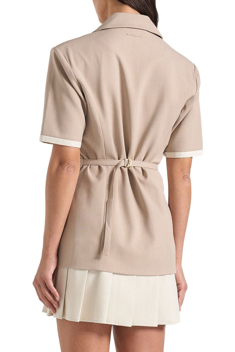 Baya Tailored Cinch Waist Pleated Blazer Dress, Alternate, color, Taupe