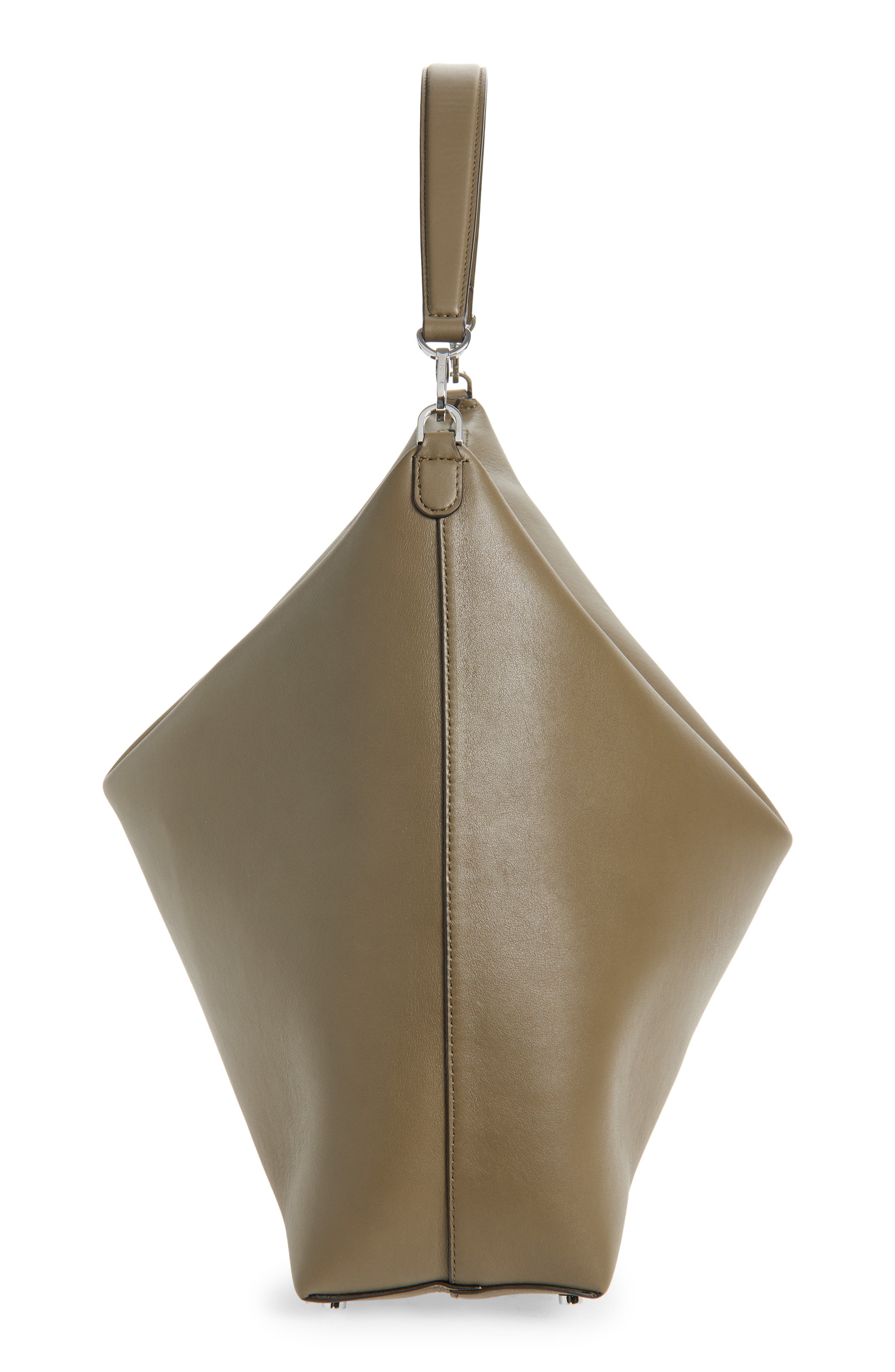 TOTEME Bevel Leather Shoulder Bag, Alternate, color, Taupe