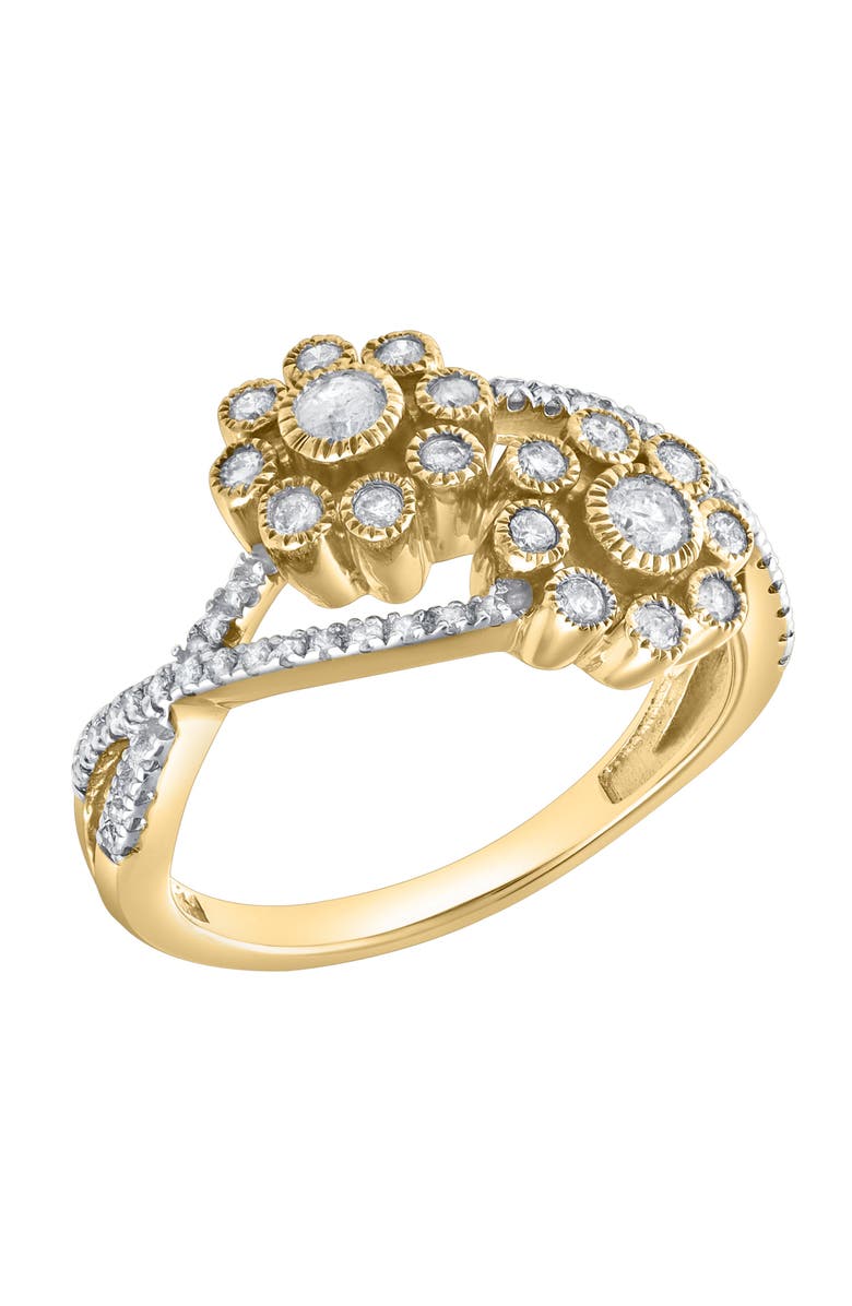 LuvMyJewelry Auralyn 0.50 Ct Natural Diamond Floral 10K Gold Ring, Alternate, color, 10K Yellow Gold