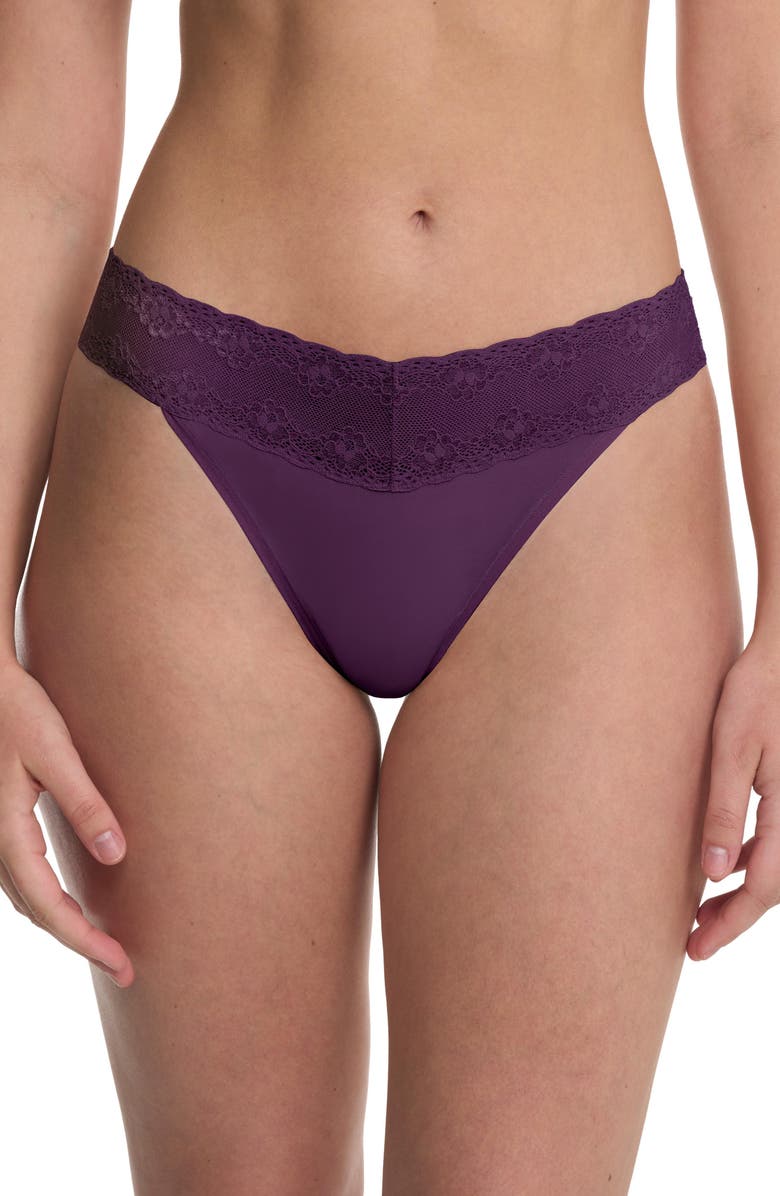 Natori Bliss Perfection One Size Thong 3-Pack, Alternate, color, Garden Rose Prt/Cocont/Fig Jam