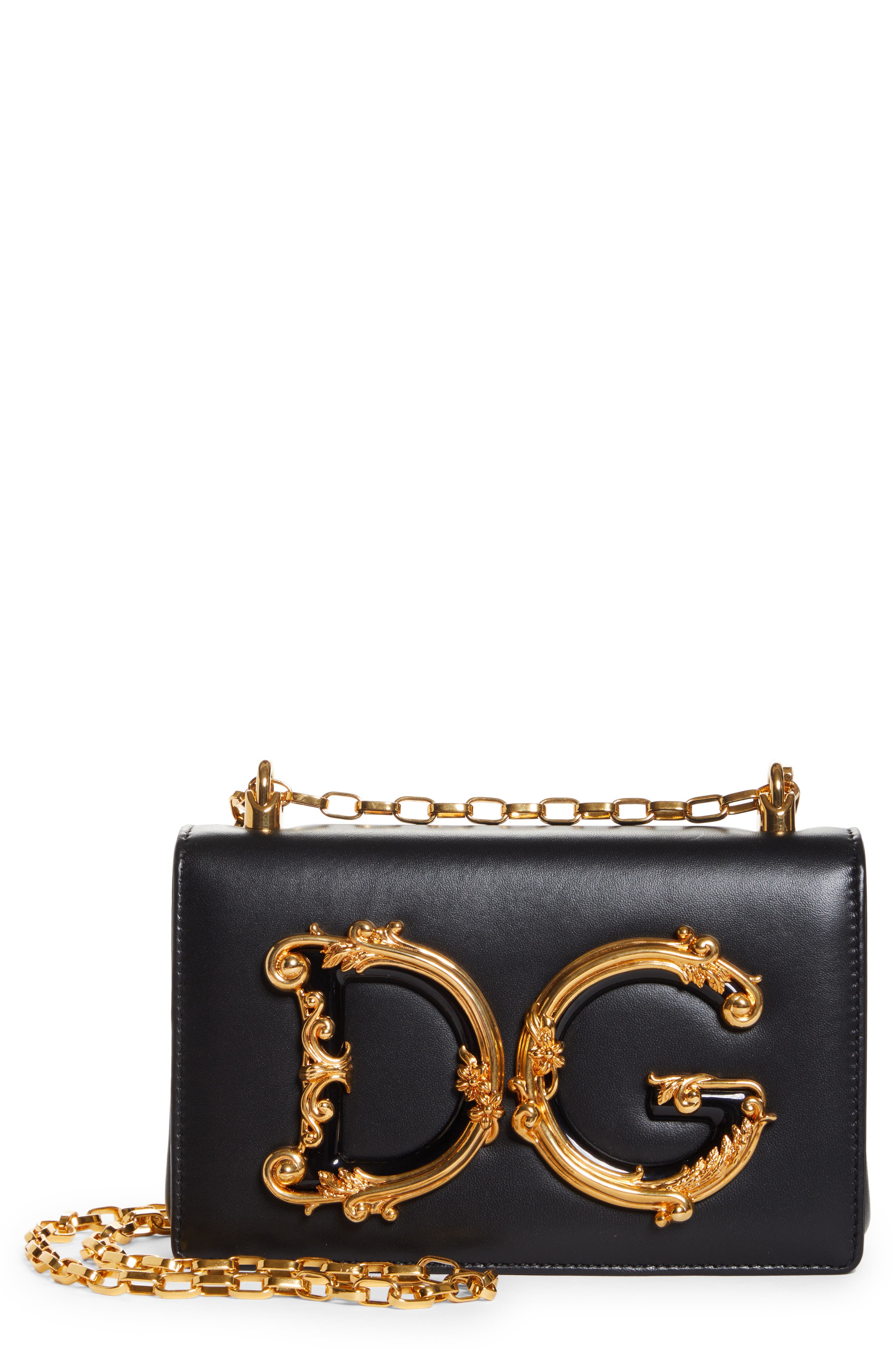 Dolce&Gabbana Logo Leather Crossbody Bag, Main, color, 