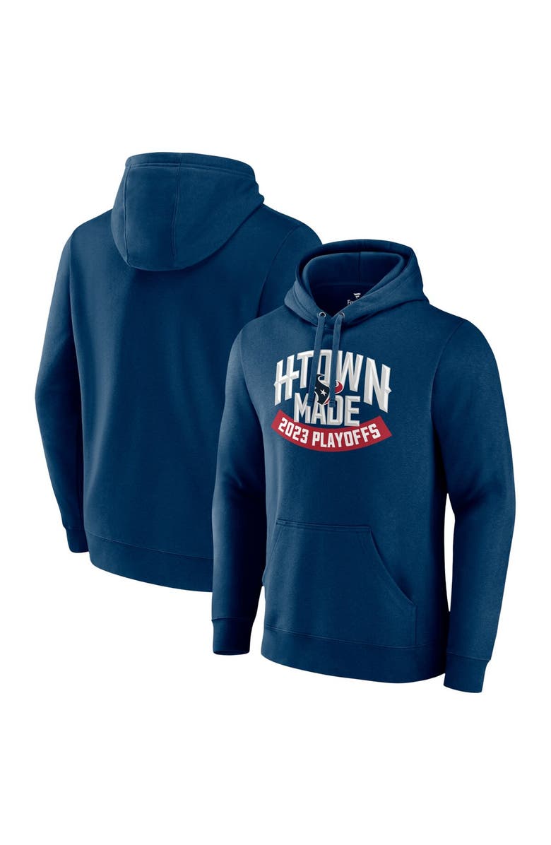 FANATICS Men's Fanatics Branded Navy Houston Texans 2023 NFL Playoffs H-Town Made Fleece Pullover Hoodie, Main, color, 