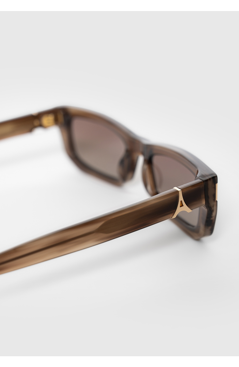 Manière De Voir Milan Curved-Frame Sunglasses, Alternate, color, Brown