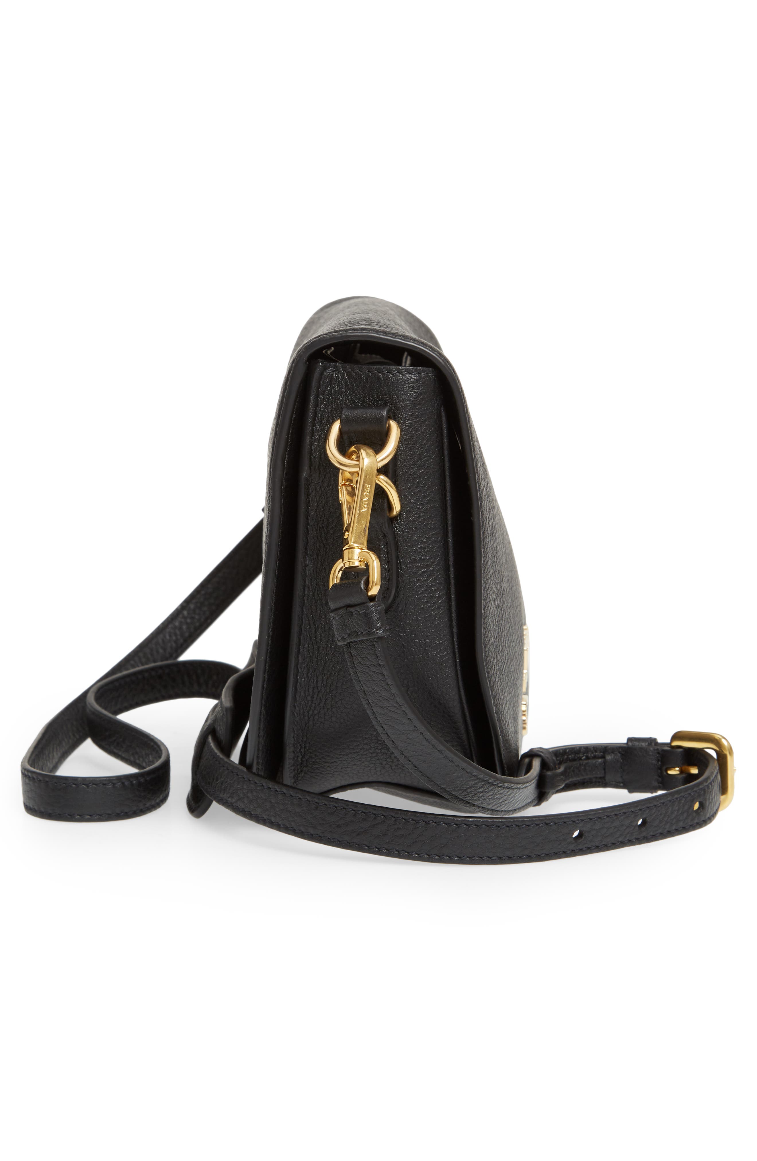 Prada Daino Messenger Leather Crossbody Bag, Alternate, color, 