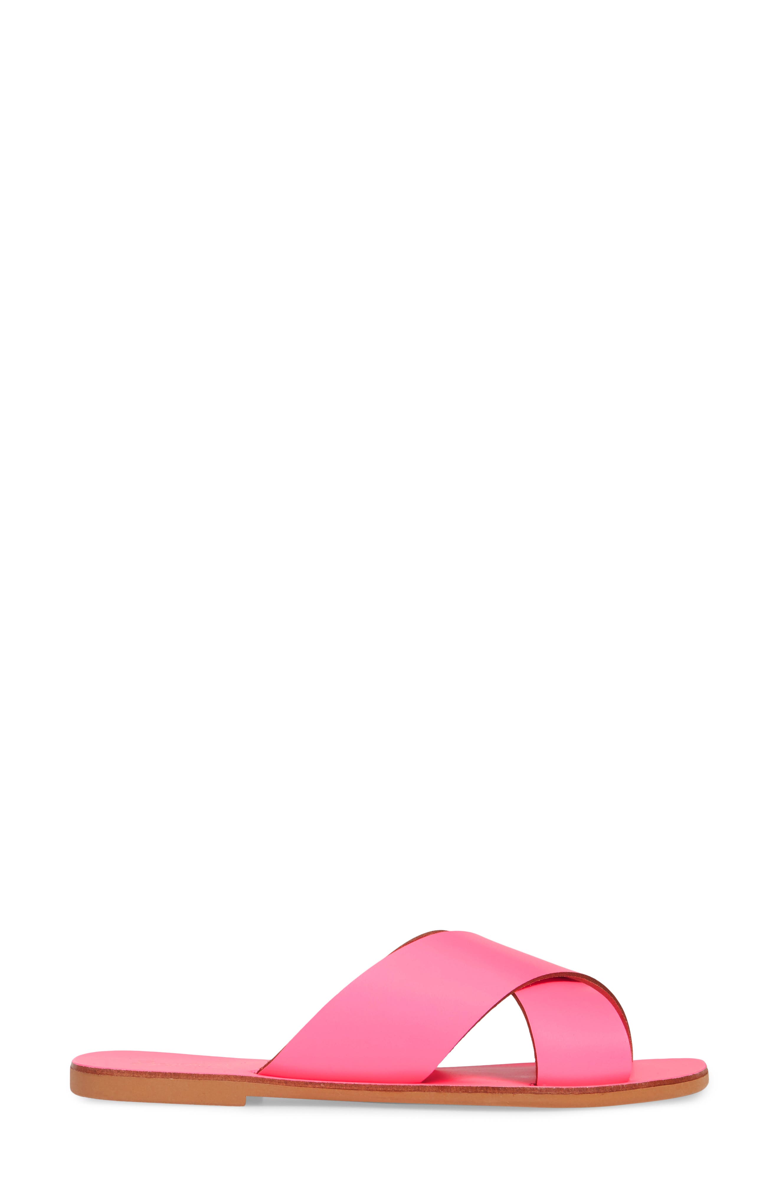 Total Relaxation Slide Sandal, Alternate, color, NEON PINK LEATHER