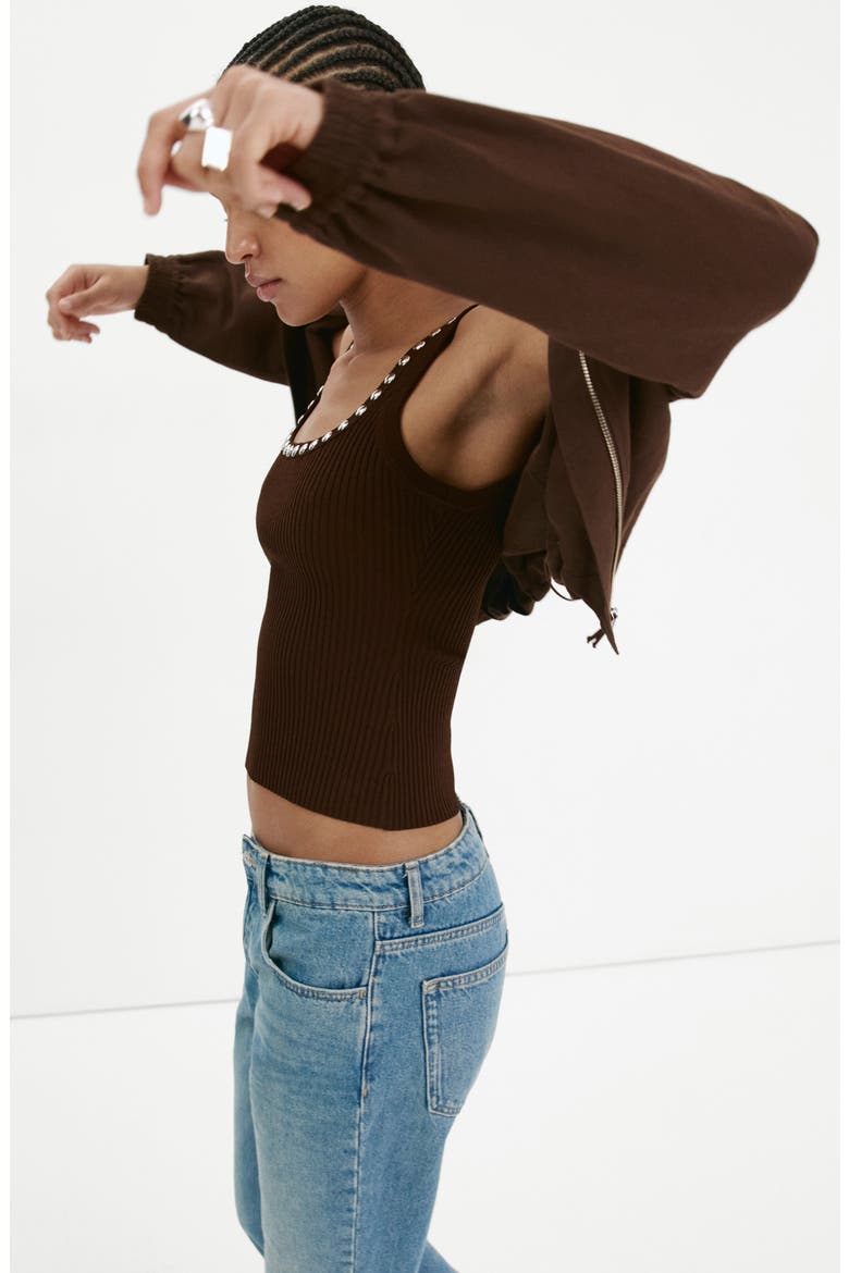 Studded Rib Tank, Alternate, color, CHOCOLATE