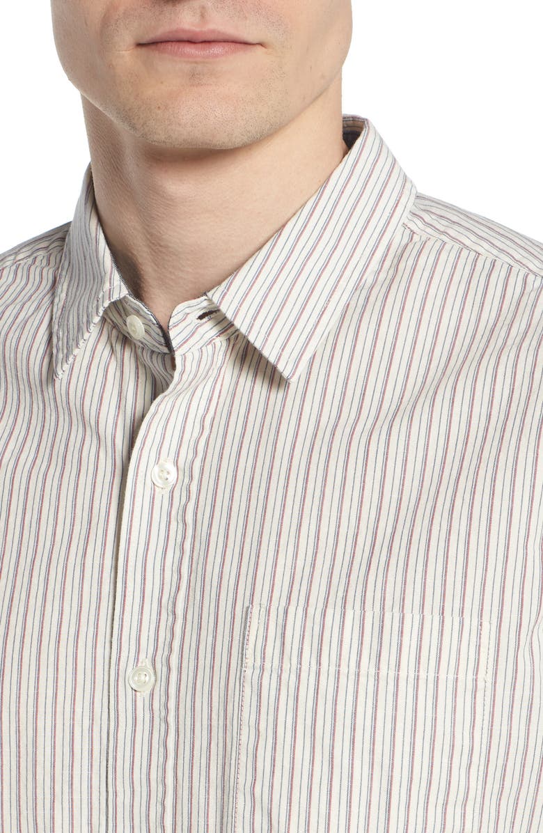 AG Nash Regular Fit Short Sleeve Sport Shirt, Alternate, color, Natural/ Dried Sumac Stripe