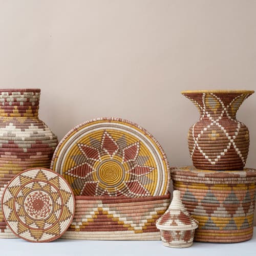 Maadili Collective Kaleidescope Trumpet Vase In Brown