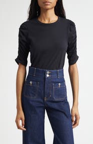 Veronica Beard Waldorf Ruched Sleeve T-Shirt