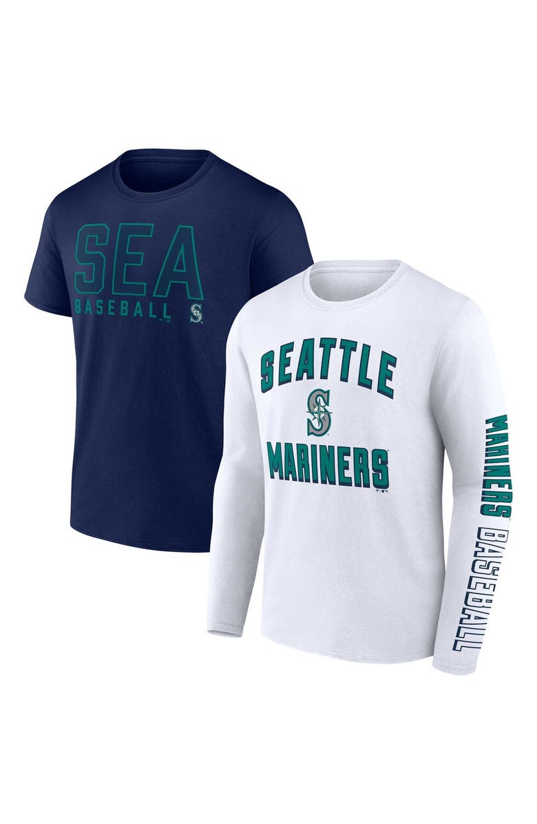 FANATICS Men's Fanatics Navy/White Seattle Mariners Two-Pack Combo T-Shirt Set, Main, color, 