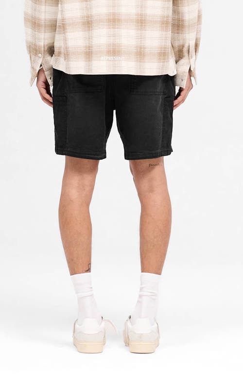 Represent Seasonal Stretch Cotton Cargo Shorts In Black