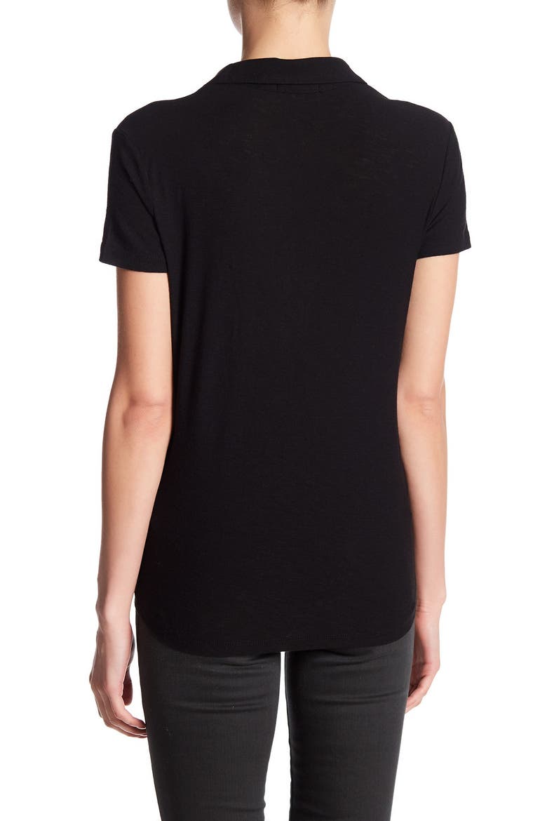 Curved Hem Polo, Alternate, color, BLACK