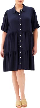 Karen Kane Tiered Puff Sleeve Shirtdress