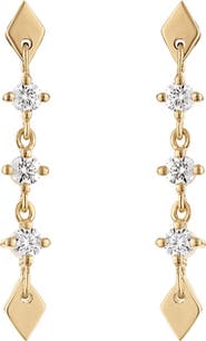 EDEN PRESLEY Shine 3-Stone Gold Diamond Drop Earrings