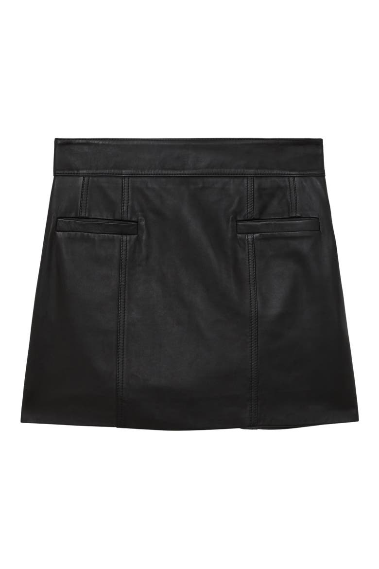Seema Leather Miniskirt, Alternate, color, BLACK