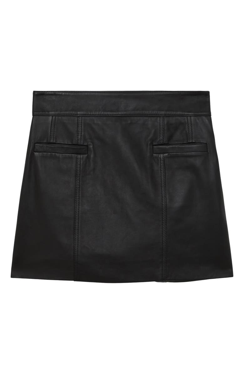 Reiss Seema Leather Miniskirt, Alternate, color, Black