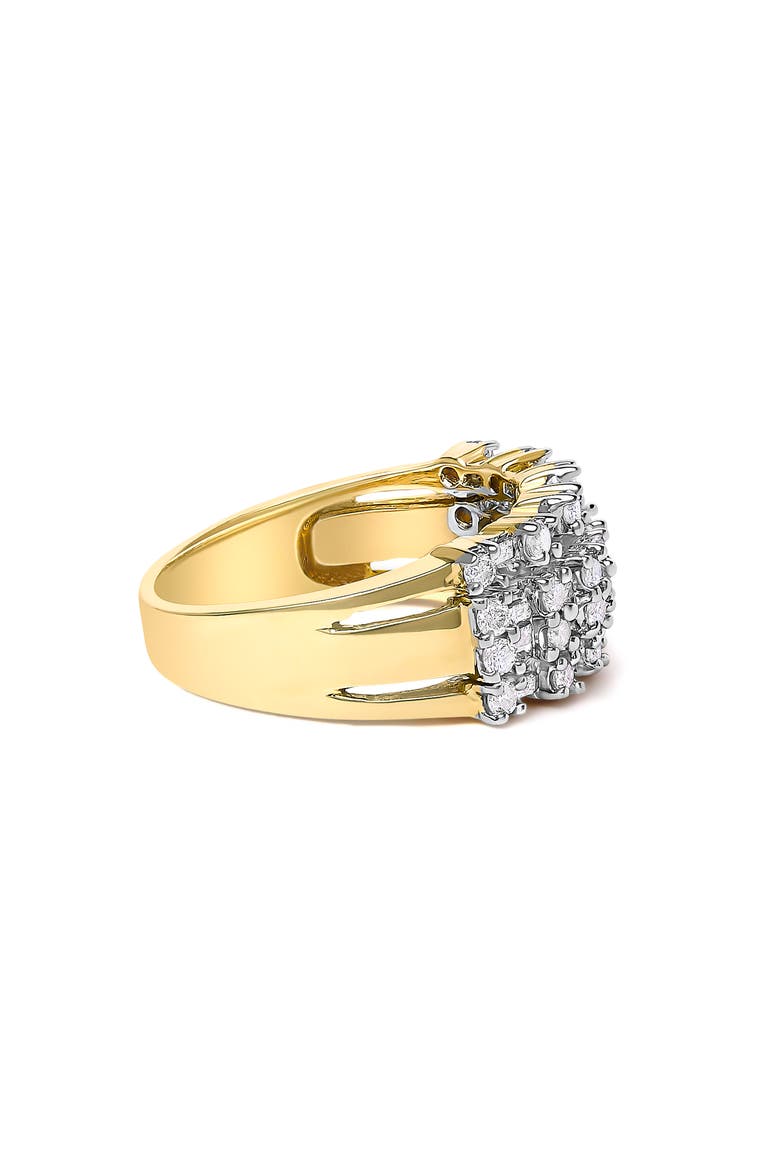 14K Yellow Gold 1.0 Cttw Round and Baguette Diamond Multi-Row Band Ring, Alternate, color, Yellow Gold