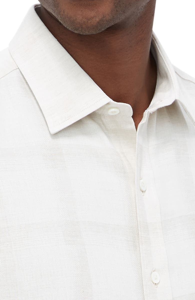 Bugatchi Julian Shaped Fit Plaid Button-Up Shirt, Alternate, color, Desert