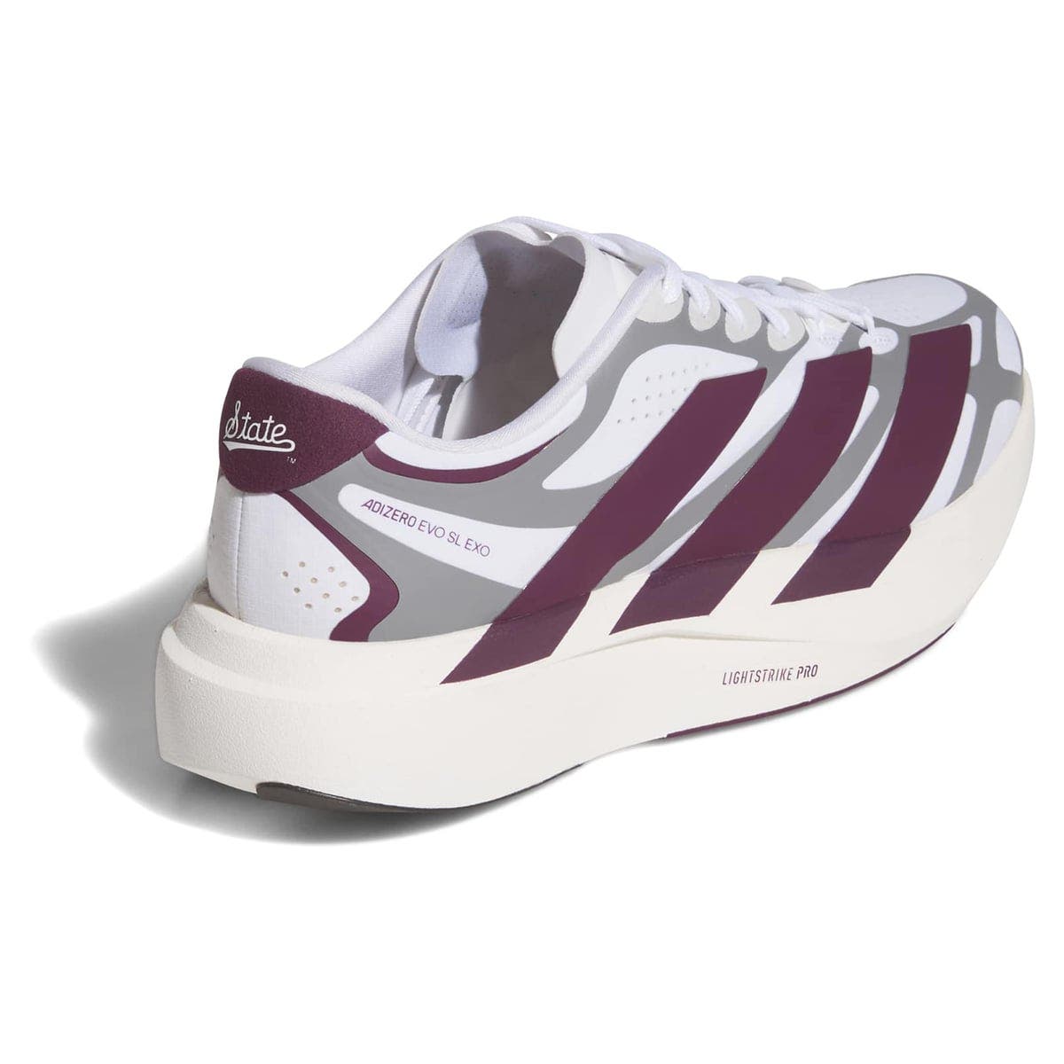Unisex adidas  White Mississippi State Bulldogs Adizero EVO SL EXO Sneakers, Alternate, color, White