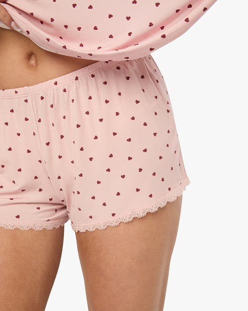 Weworewhat Lace Trim Sleep Shorts In Blossom/merlot