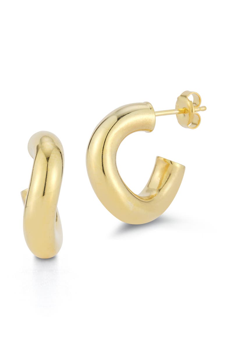 GLAZE JEWELRY Small Wave Hoop Earrings, Main, color, Gold